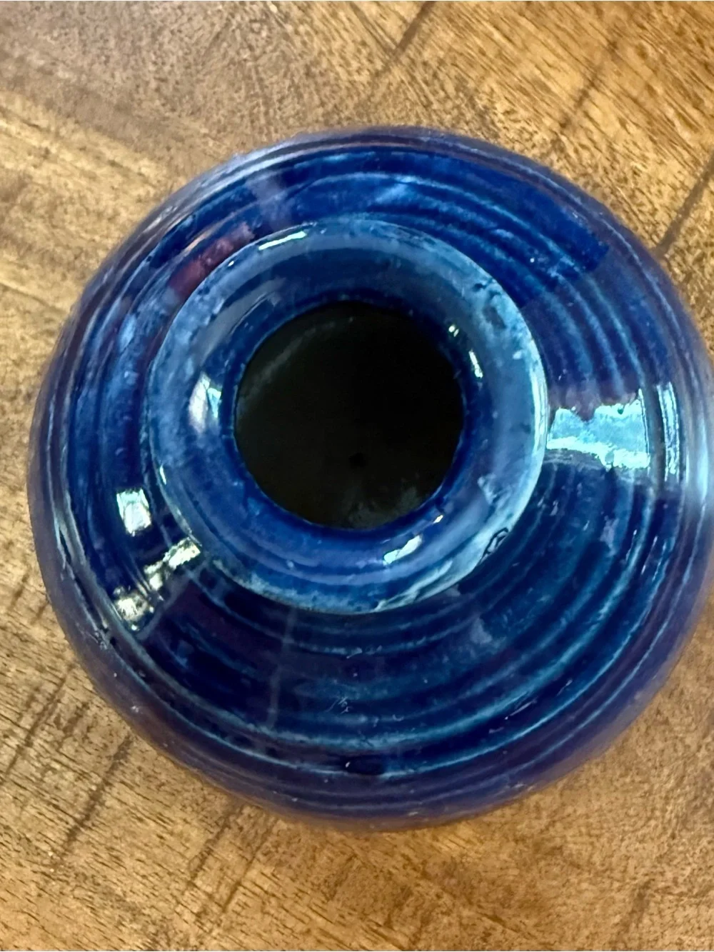 Otagiri Blue and Brown Round Globe Bud Vase